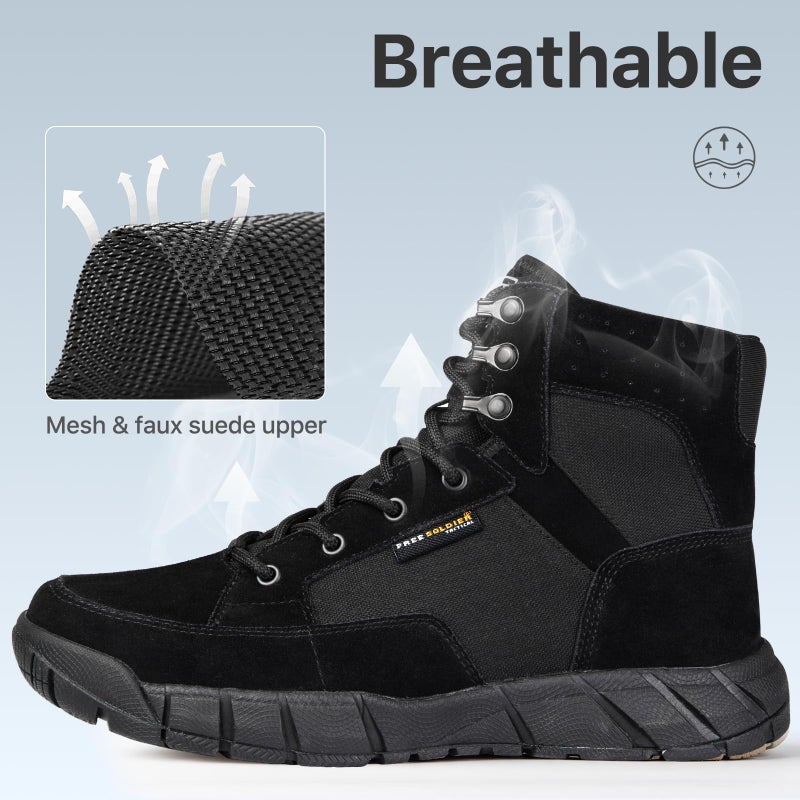 FREE SOLDIER Waterproof Hiking Work Boots Men's Tactical Boots 6 Inches Lightweight Military Boots Breathable Desert Boots(Black 8) - Image 3